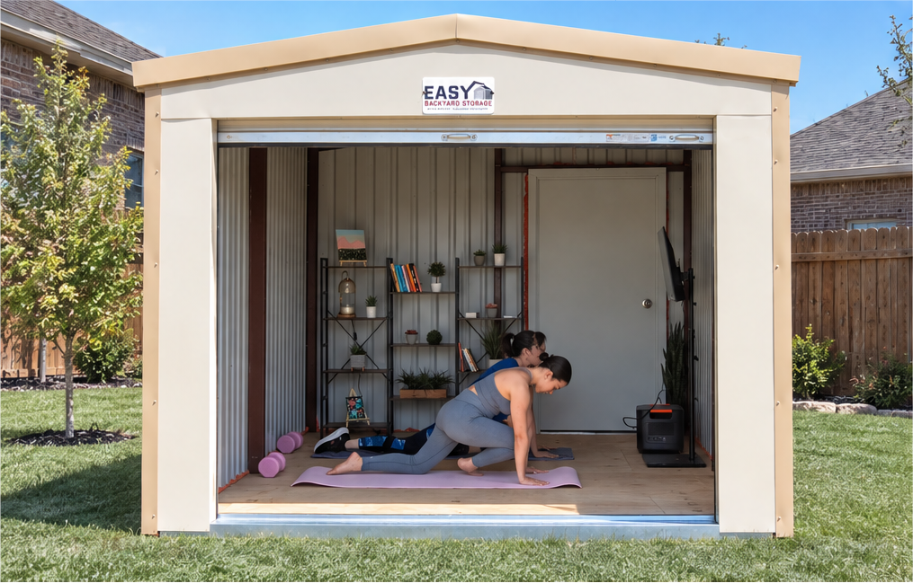 Steel building used as a yoga studio