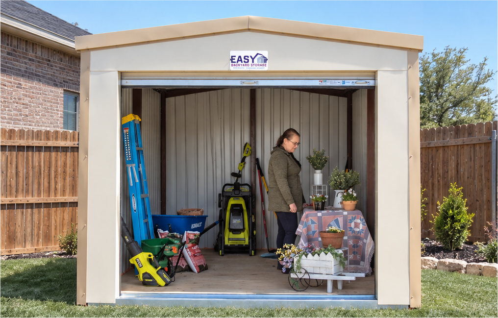 Steel building used as a garden shed